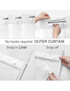 Cortina de Ducha SMTHOM Blanca Waffle 182.9x190.5 cm 2