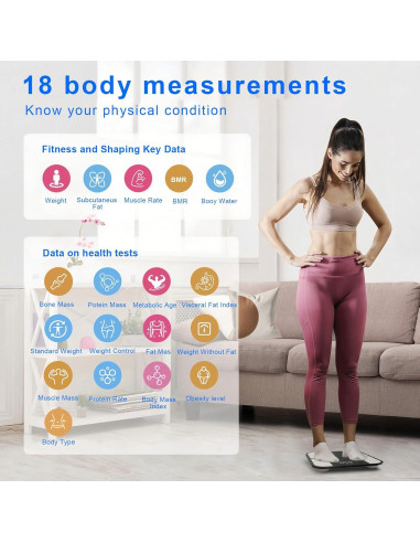 Escala Digital de Peso Corporal FlyBunny con BMI y Grasa