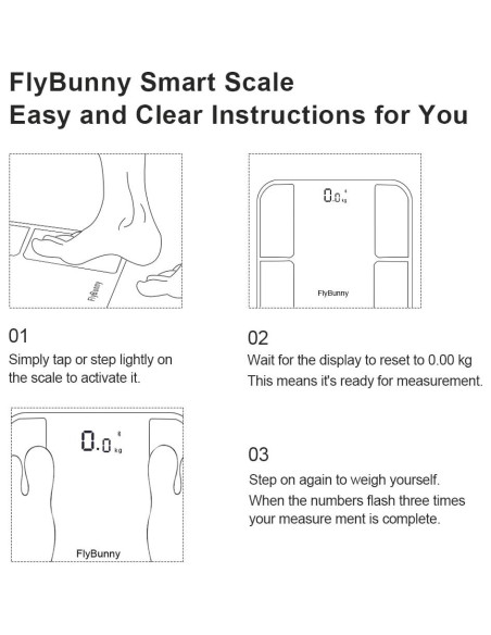 Escala Digital de Peso Corporal FlyBunny con BMI y Grasa