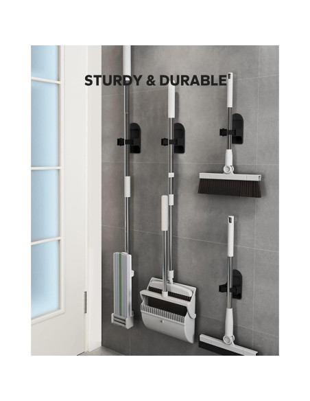 Soporte de Escoba Montaje en Pared MCOMCE Negro 4 Ganchos