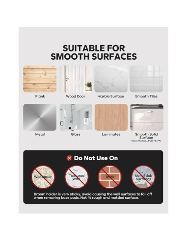Soporte de Escoba Montaje en Pared MCOMCE Negro 4 Ganchos