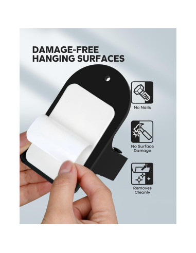 Soporte de Escoba Montaje en Pared MCOMCE Negro 4 Ganchos