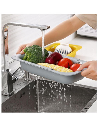 Colador Plegable NIWWIN Ajustable para Fregadero - Gris