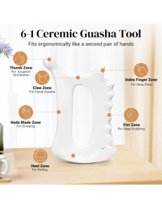 Herramienta Gua Sha Cerámica 6-en-1 Roythric para Cara y Cuerpo 2