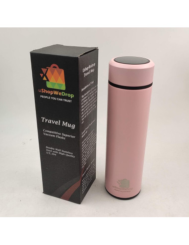 Taza de Viaje Rosa Ushopwedrop 500ml Acero Inoxidable Aislada