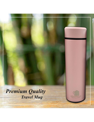 Taza de Viaje Rosa Ushopwedrop 500ml Acero Inoxidable Aislada