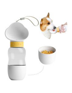 Botella de Agua y Comida 2 en 1 para Mascotas GCFTIFF 350ml