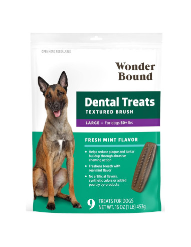 Galletas Dentales Wonder Bound para Perros Grandes - Menta y Pollo, 9 Unidades