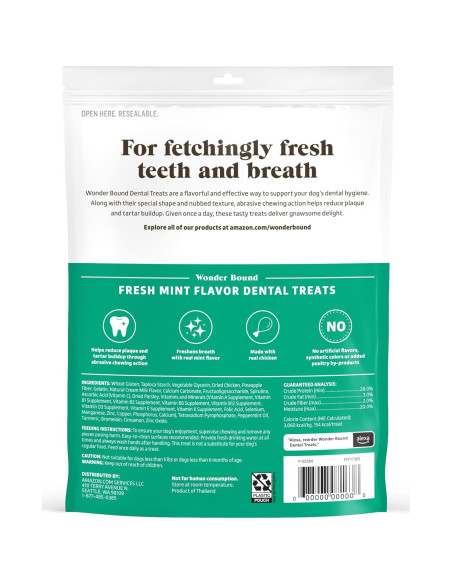 Galletas Dentales Wonder Bound para Perros Grandes - Menta y Pollo, 9 Unidades Galletas Dentales Wonder Bound para Perros Grandes - Menta y Pollo, 9 Unidades