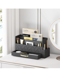 Organizador de Correo de Escritorio Wisuce - Madera de Bambú Negro 2