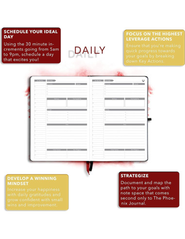 Planificador Fénix - Agenda y Diario de Gratitud 6 Meses