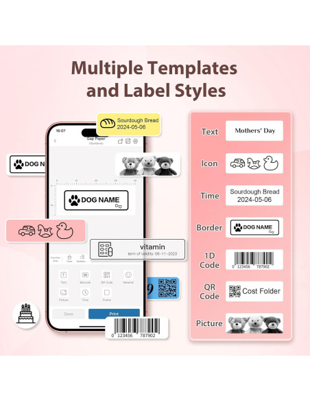 Impresora de Etiquetas TYPONOS P21 Bluetooth Mini Blanca