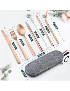 Set de Cubiertos Reutilizables E-far 8 Piezas Acero Inoxidable 2