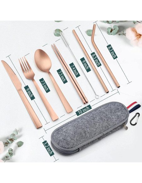 Set de Cubiertos Reutilizables E-far 8 Piezas Acero Inoxidable