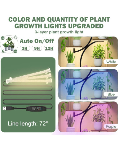 Soporte de Plantas XPIY 152 cm con Luces de Crecimiento 8 Niveles