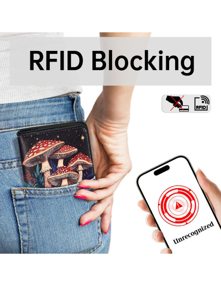 Billetera Compacta Mujer Toughergun Cuero RFID Bifold 10.67x9.14cm