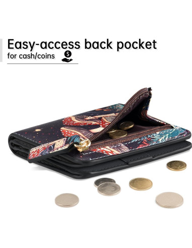 Billetera Compacta Mujer Toughergun Cuero RFID Bifold 10.67x9.14cm