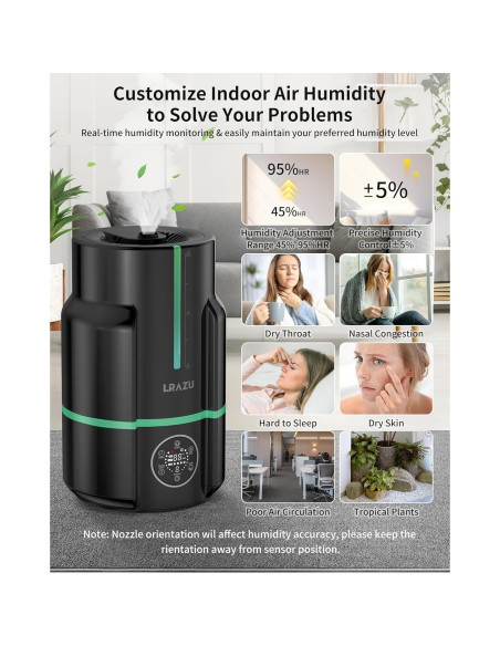 Humidificador inteligente LRAZU 6L negro ultra silencioso 22dB