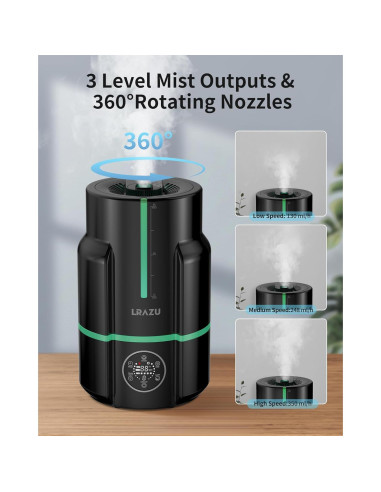 Humidificador inteligente LRAZU 6L negro ultra silencioso 22dB