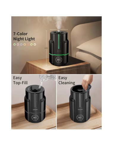 Humidificador inteligente LRAZU 6L negro ultra silencioso 22dB