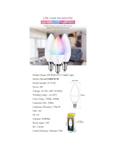 Bombilla LED de Vela LGIDTECH FUT108 4W RGB+CCT 300lm 2
