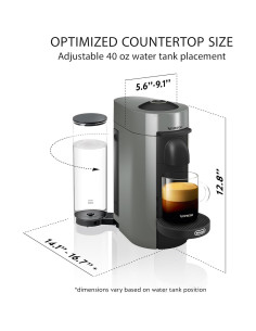 Cafetera De'Longhi Nespresso Vertuo Plus Gris con Espumador 2
