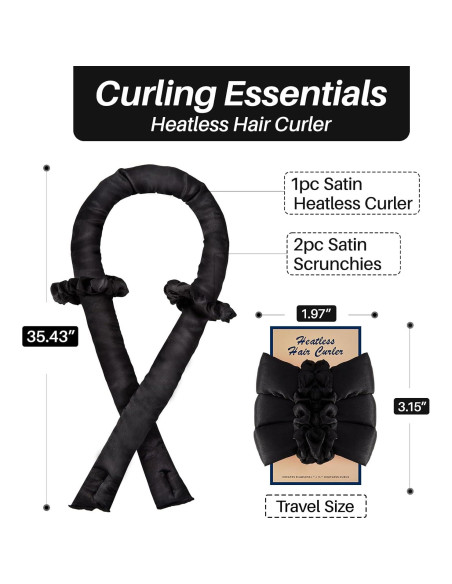 Juego de Rizador de Cabello Sin Calor Olaemuo - Diadema y Varillas Negras