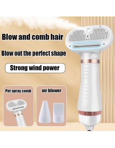 Cepillo de Vapor para Mascotas 6 en 1 ORO ROSA - Peine y Spray 2