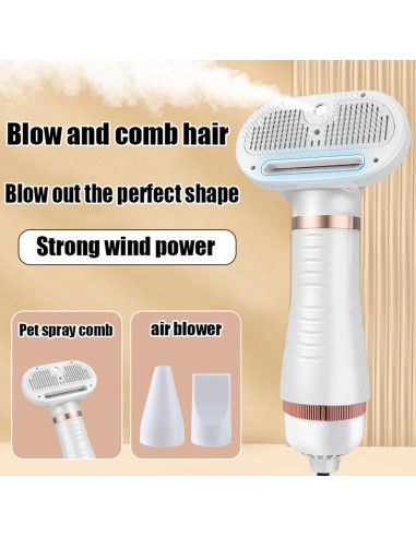 Cepillo de Vapor para Mascotas 6 en 1 ORO ROSA - Peine y Spray