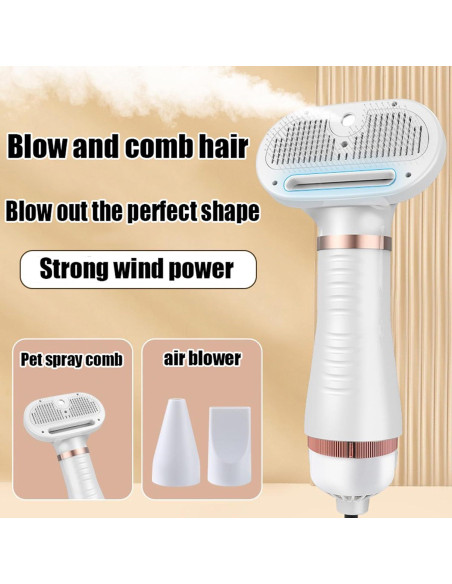 Cepillo de Vapor para Mascotas 6 en 1 ORO ROSA - Peine y Spray