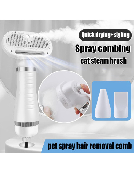 Cepillo de Vapor para Mascotas 6 en 1 ORO ROSA - Peine y Spray