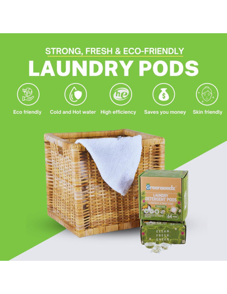 Bolsas de detergente ecológicas Greenseedz 64 unidades aroma fresco