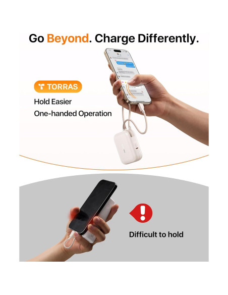 Power Bank TORRAS 10000mAh 45W USB-C Carga Rápida Oro