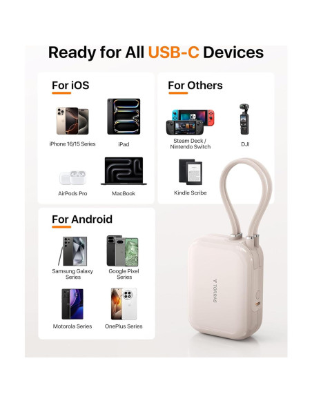 Power Bank TORRAS 10000mAh 45W USB-C Carga Rápida Oro