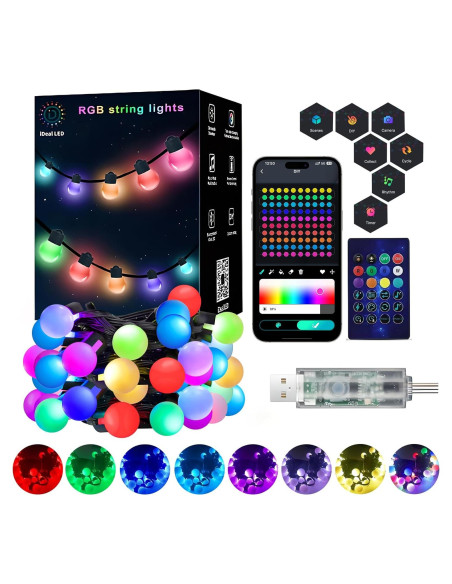 Guirnalda de Luces LED 10m SuperRGB 50 Luces RGB Control Remoto
