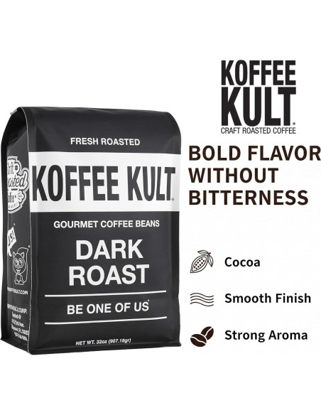 Café de Grano Entero Tostado Oscuro Koffee Kult 32oz Gourmet