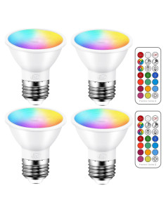 Bombillas LED RGB iLC Par16 5W E26 12 Colores Control Remoto