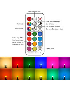 Bombillas LED RGB iLC Par16 5W E26 12 Colores Control Remoto 2
