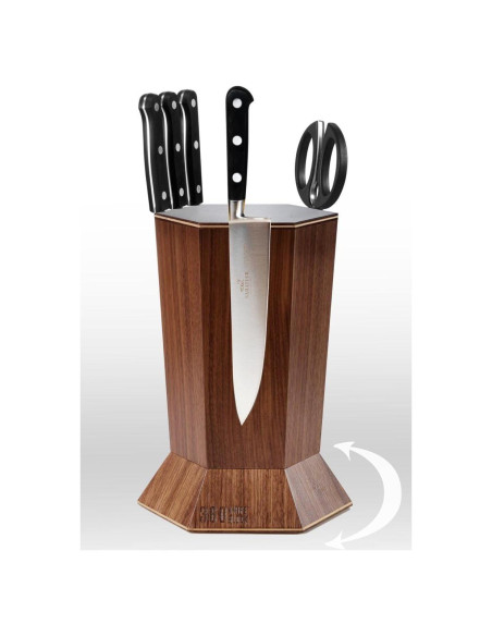 Bloque de Cuchillos Magnético Rotativo 360 Knife Block Nuez