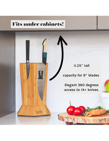 Bloque de Cuchillos Magnético Rotativo 360 Knife Block Nuez