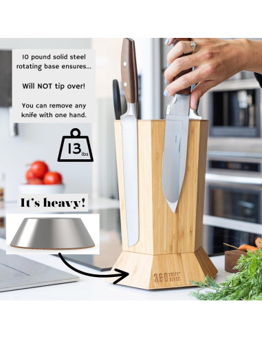 Bloque de Cuchillos Magnético Rotativo 360 Knife Block Nuez