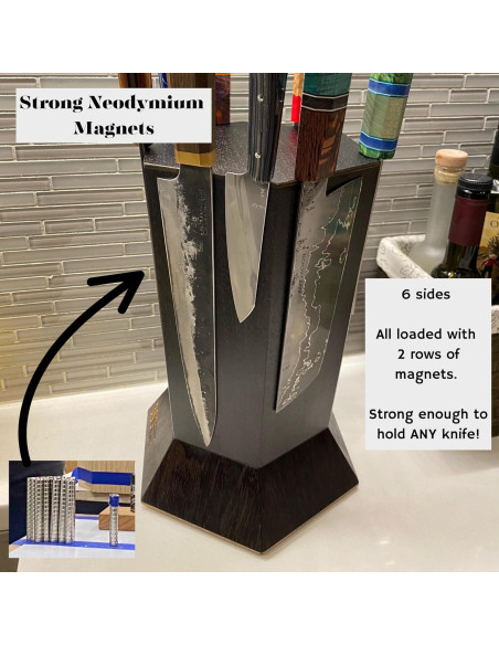 Bloque de Cuchillos Magnético Rotativo 360 Knife Block Nuez