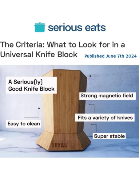 Bloque de Cuchillos Magnético Rotativo 360 Knife Block Nuez