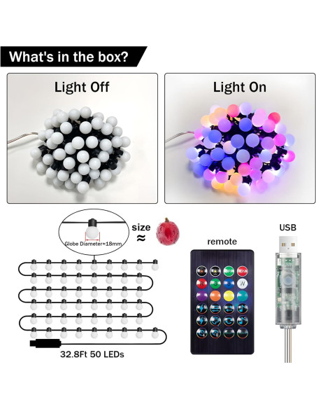 Guirnalda de Luces LED 10m SuperRGB 50 Luces RGB Control Remoto