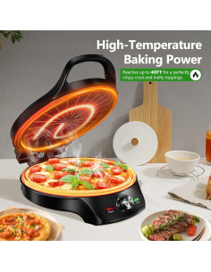 Plancha eléctrica 1500W KEINVE 2 en 1 con temporizador 30cm 2