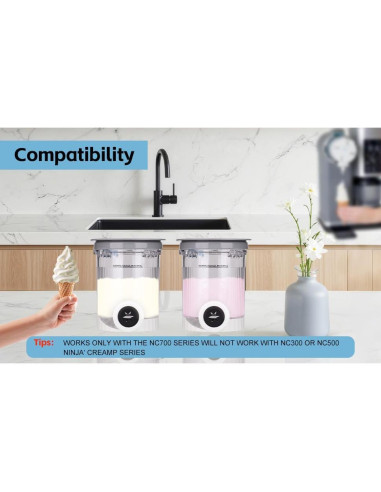 Paquete de 2 Pintas y Tapas Ninja CREAMi NC700, Libre BPA