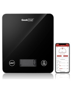 Escala Digital Geek Chef Inteligente 5 kg Vidrio Negro