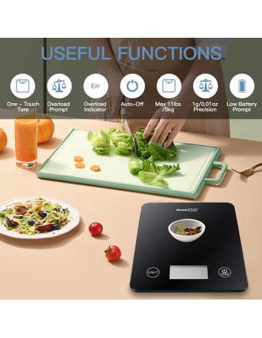 Escala Digital Geek Chef Inteligente 5 kg Vidrio Negro