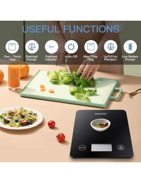 Escala Digital Geek Chef Inteligente 5 kg Vidrio Negro