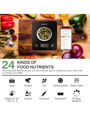 Escala Digital Geek Chef Inteligente 5 kg Vidrio Negro